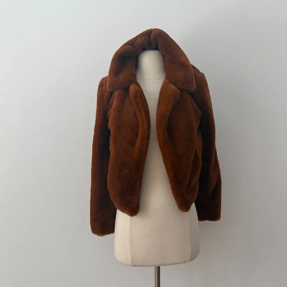Blank NYC Silent Faux Fur Coat NWOT Nutmeg Size XS